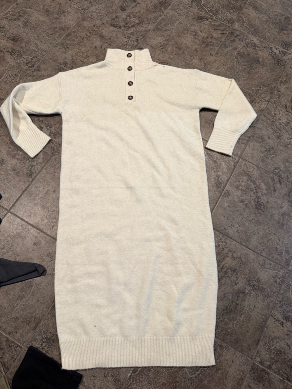 🍗NWOT Cozy Cream Button-Front Knit Sweater Dress